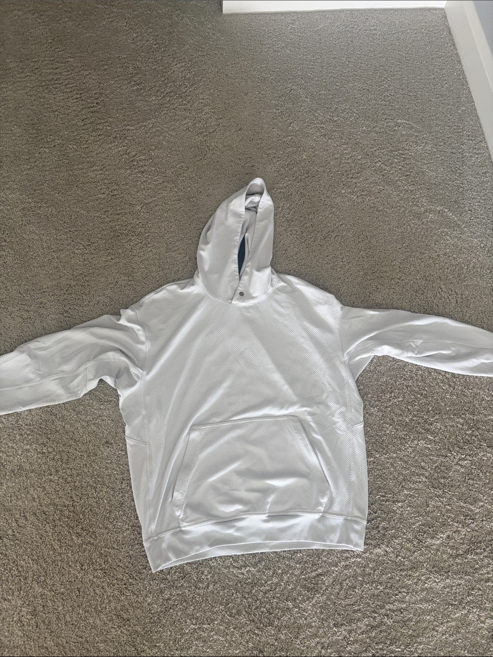 Lululemon Men's White Hooded Pullover Sweatshirt